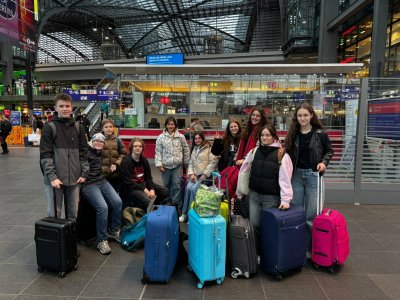 Po dojezdu na hlavním berlínském nádraží.